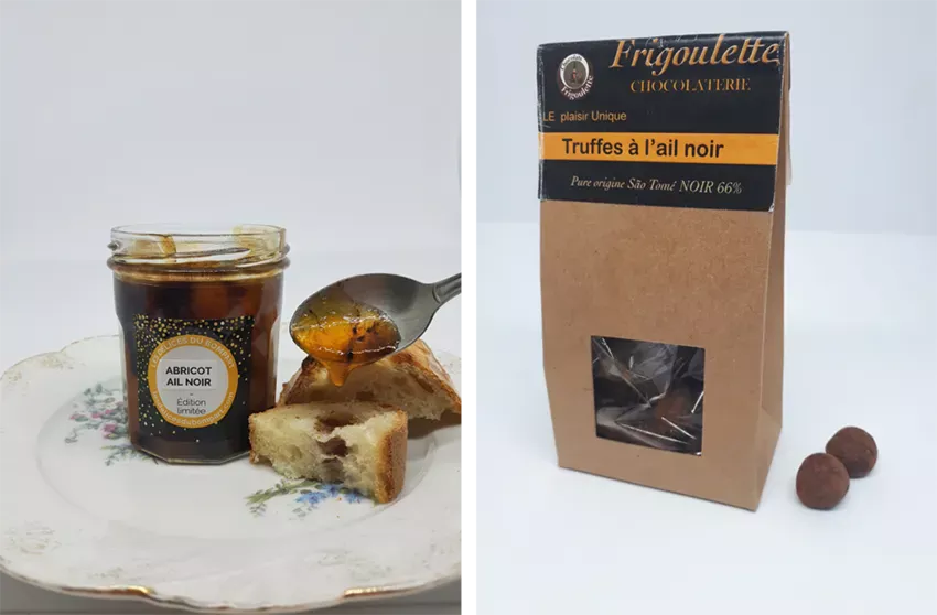 Confiture abricot ail noir et truffe chocolat ail noir