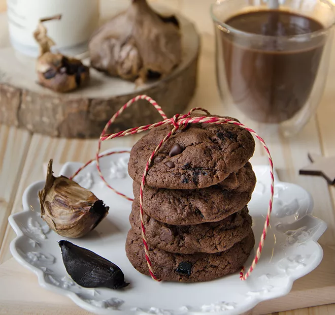 recette à l'ail noir et cookies chocolat