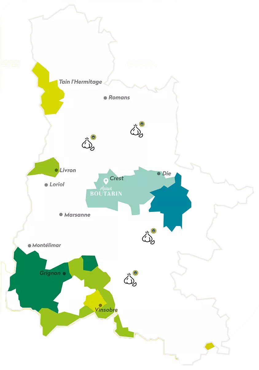 Carte de la Drôme et culture d'ail drômois